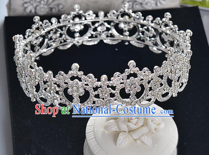 Top Grade Handmade Chinese Classical Hair Accessories Baroque Style Crystal Queen Round Royal Crown, Hair Sticks Hair Jewellery Hair Clasp for Women