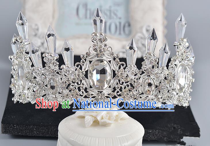 Top Grade Handmade Chinese Classical Hair Accessories Baroque Style Crystal Queen Round Royal Crown, Hair Sticks Hair Jewellery Hair Clasp for Women