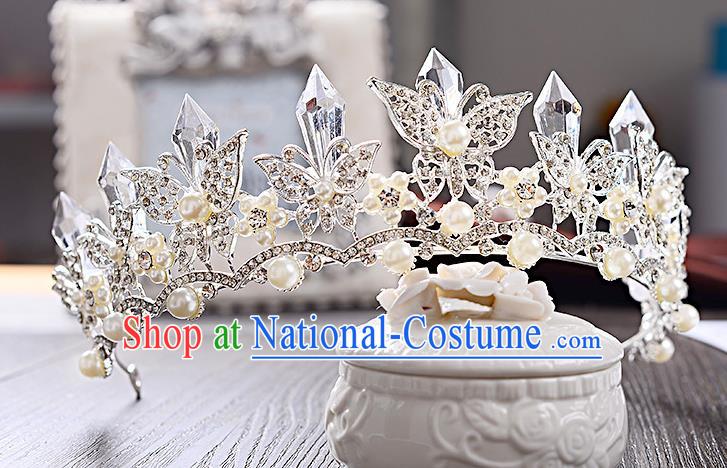 Top Grade Handmade Chinese Classical Hair Accessories Baroque Style Crystal Butterfly Royal Crown, Hair Sticks Hair Jewellery Hair Clasp for Women