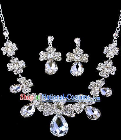 Top Grade Handmade Chinese Classical Jewelry Accessories Baroque Style Crystal Bowknot Necklace and Earrings for Women