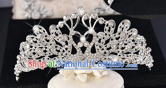 Top Grade Handmade Chinese Classical Hair Accessories Baroque Style Crystal Swan Princess Royal Crown, Hair Sticks Hair Jewellery Hair Clasp for Women