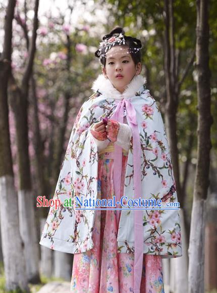 Traditional Chinese Han Dynasty Children Hanfu Costume Cloak, China Ancient Embroidery Cape Clothing for Kids