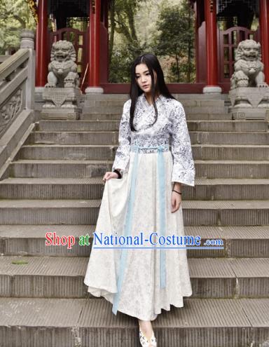 Traditional Chinese Han Dynasty Young Lady Costume, China Ancient Hanfu Dress Princess Clothing for Women