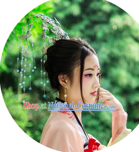 Traditional Handmade Chinese Ancient Classical Hair Accessories Bride Wedding Phoenix Coronet Hair Jewellery, Hair Fascinators Hairpins for Women