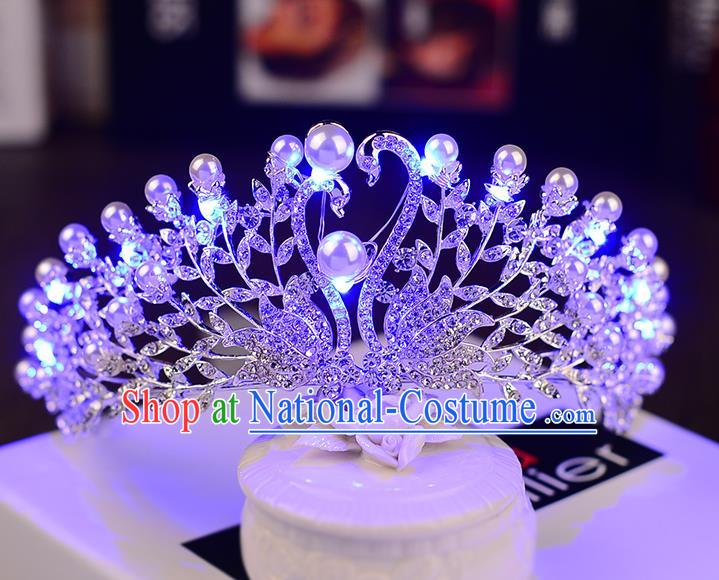 Top Grade Handmade Chinese Classical Hair Accessories Baroque Style Shine Crystal Queen Swan Royal Crown, Hair Sticks Hair Jewellery Hair Clasp for Women