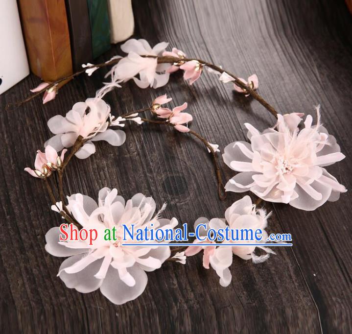 Top Grade Handmade Chinese Classical Hair Accessories Baroque Style Light Pink Flowers Garland, Bride Hair Sticks Hair Clasp for Women