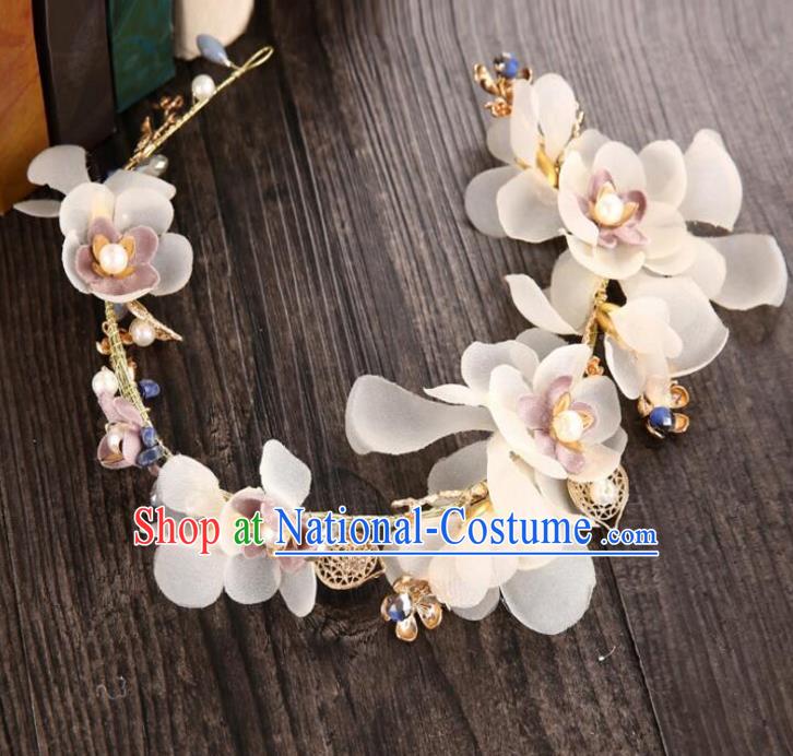 Top Grade Handmade Chinese Classical Hair Accessories Baroque Style White Flowers Garland, Bride Hair Sticks Hair Clasp for Women