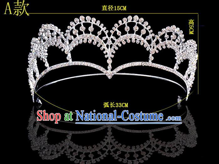 Top Grade Handmade Chinese Classical Hair Accessories Baroque Style Crystal Princess Wedding Royal Crown, Bride Hair Sticks Hair Jewellery Hair Coronet for Women