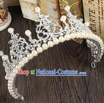 Top Grade Handmade Chinese Classical Hair Accessories Baroque Style Extravagant Crystal Pearls Queen Royal Crown, Hair Sticks Hair Jewellery Hair Clasp for Women