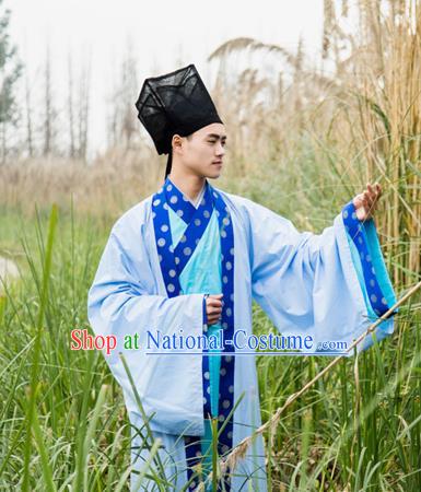 Traditional Chinese Han Dynasty Nobility Childe Hanfu Costume Long Robe, China Ancient Scholar Clothing for Men