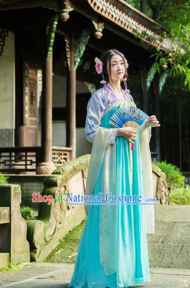 Traditional Chinese Tang Dynasty Imperial Consort Hanfu Costume, China Ancient Dress Palace Princess Embroidery Clothing for Women