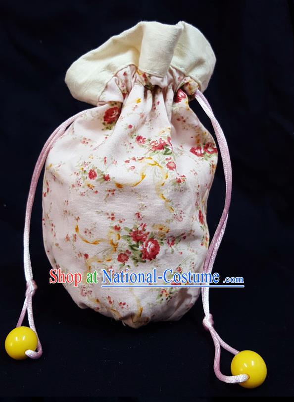 Traditional Handmade Chinese Ancient Young Lady Pouch Shivering Pink Handbags, China Hanfu Embroidery Linen Sachet for Women