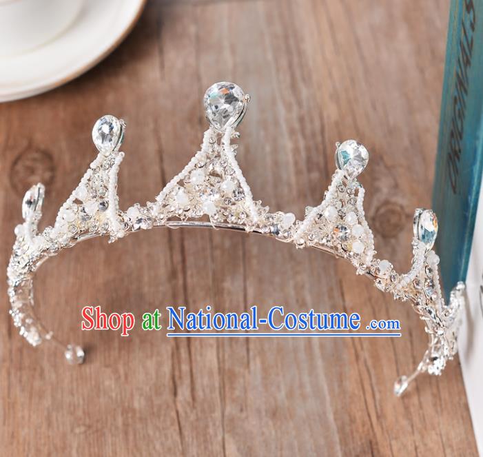 Top Grade Handmade Chinese Classical Hair Accessories Baroque Style Beads Crystal Princess Wedding Royal Crown, Bride Hair Sticks Hair Jewellery Hair Coronet for Women