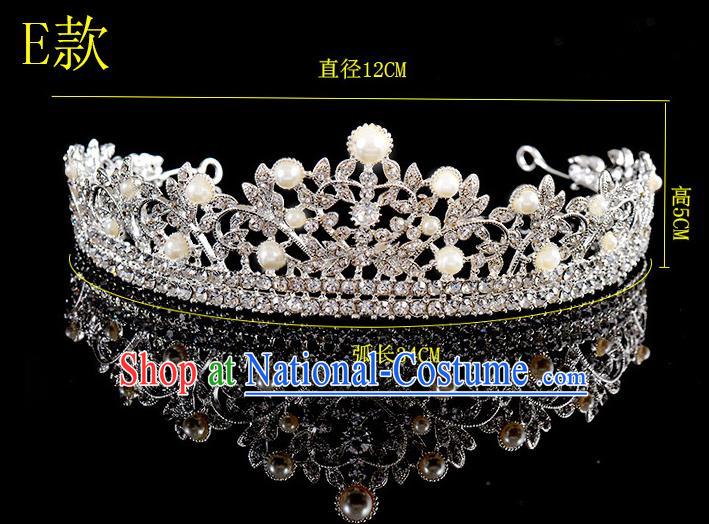 Top Grade Handmade Chinese Classical Hair Accessories Baroque Style Crystal Pearls Princess Wedding Royal Crown, Bride Hair Sticks Hair Jewellery Hair Coronet for Women