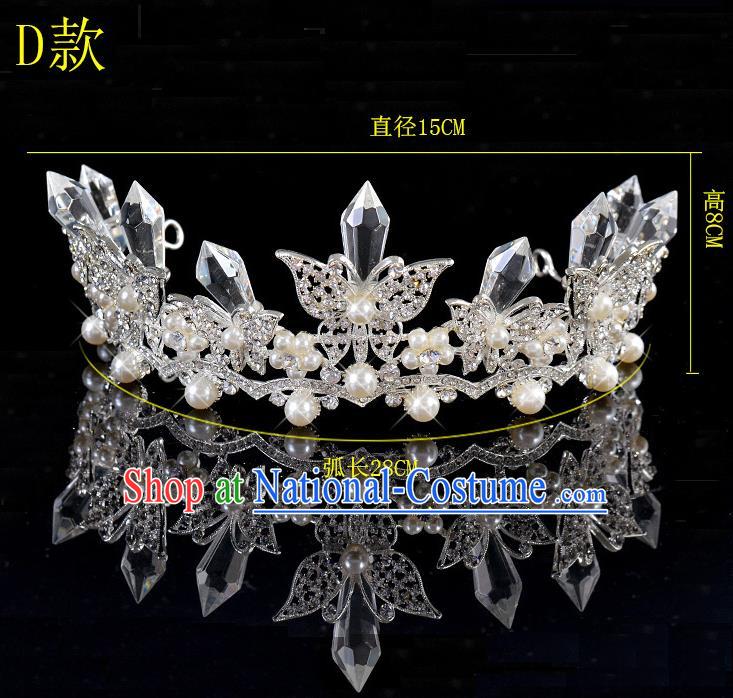 Top Grade Handmade Chinese Classical Hair Accessories Baroque Style Crystal Butterfly Princess Wedding Royal Crown, Bride Hair Sticks Hair Jewellery Hair Coronet for Women