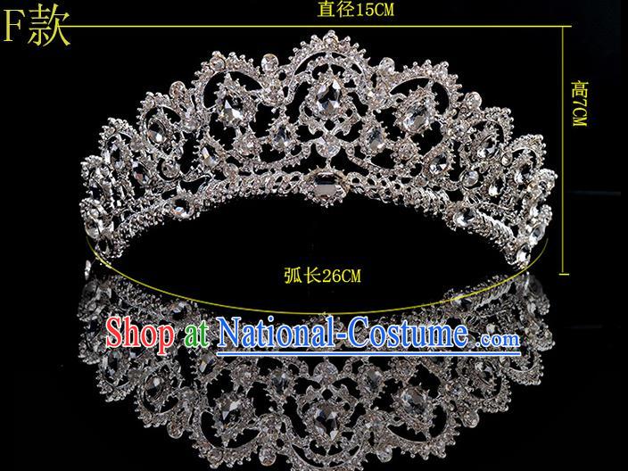 Top Grade Handmade Chinese Classical Hair Accessories Baroque Style Crystal Princess Wedding Royal Crown, Bride Hair Sticks Hair Jewellery Hair Coronet for Women