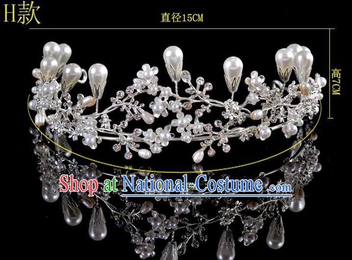 Top Grade Handmade Chinese Classical Hair Accessories Baroque Style Pearls Princess Wedding Royal Crown, Bride Hair Sticks Hair Jewellery Hair Coronet for Women