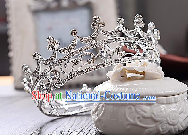 Top Grade Handmade Chinese Classical Hair Accessories Baroque Style Crystal Round Wedding Royal Crown, Bride Princess Hair Jewellery Hair Coronet for Women