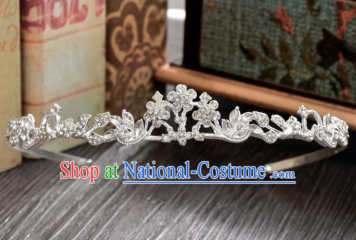 Top Grade Handmade Chinese Classical Hair Accessories Baroque Style CZ Diamond Wedding Royal Crown, Bride Princess Hair Jewellery Hair Clasp for Women