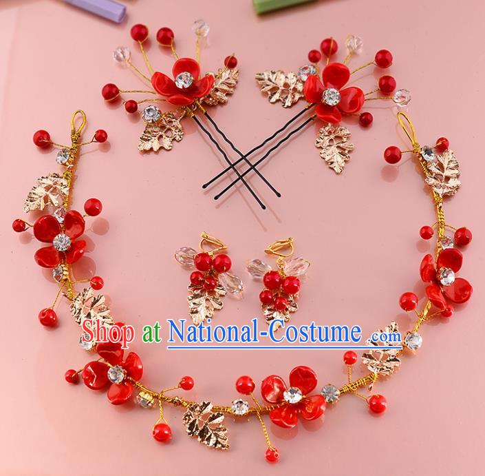 Top Grade Handmade Chinese Classical Hair Accessories Xiuhe Suit Wedding Toast Hair Clasp Headband Bride Headwear for Women