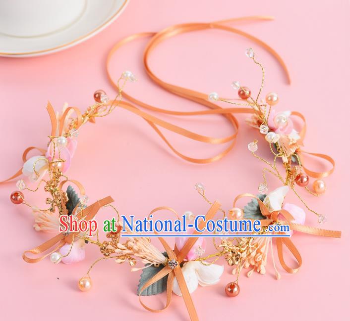 Top Grade Handmade Chinese Classical Hair Accessories Xiuhe Suit Wedding Toast Pink Flowers Hair Clasp Headband Bride Headwear for Women