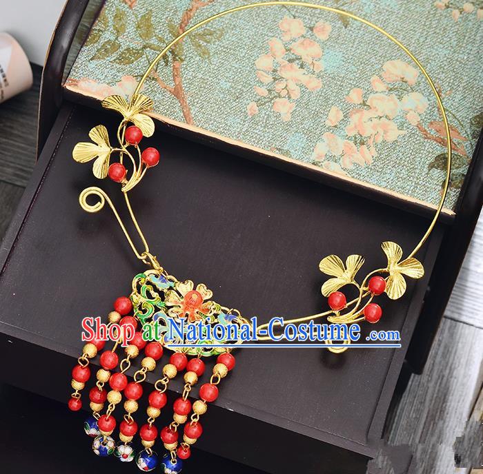 Top Grade Handmade Chinese Classical Jewelry Accessories Xiuhe Suit Wedding Necklace Bride Red Beads Tassel Collar Necklet for Women