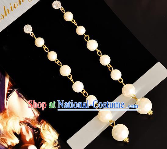 Top Grade Handmade Chinese Classical Jewelry Accessories Princess Wedding Earrings Bride Pearls Tassel Eardrop for Women