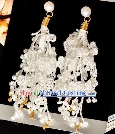 Top Grade Handmade Chinese Classical Jewelry Accessories Princess Wedding Earrings Bride Lace Eardrop for Women