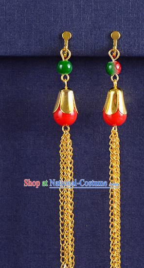 Top Grade Handmade Chinese Classical Jewelry Accessories Xiuhe Suit Wedding Earrings Bride Red Bead Tassel Eardrop for Women