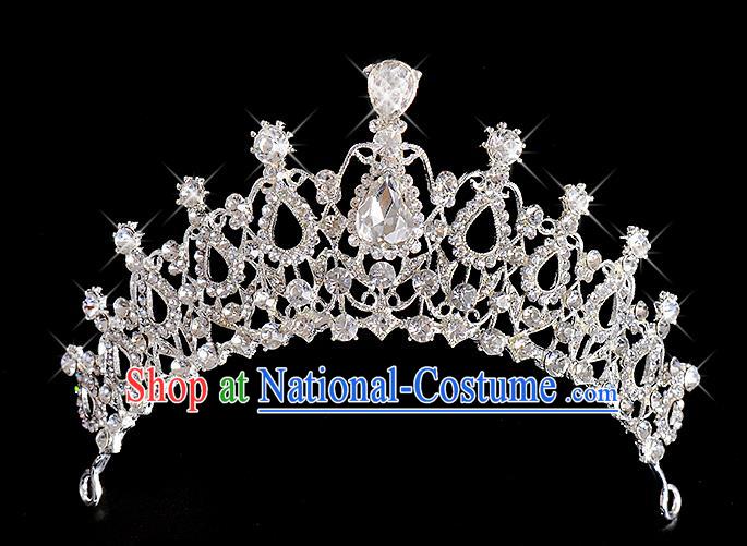 Top Grade Handmade Chinese Classical Hair Accessories Baroque Style Wedding Queen Crystal Royal Crown, Bride Hair Kether Jewellery Hair Clasp for Women