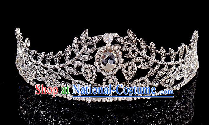 Top Grade Handmade Chinese Classical Hair Accessories Baroque Style Wedding Crystal Leaf Royal Crown, Bride Princess Hair Kether Jewellery Hair Clasp for Women