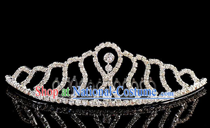 Top Grade Handmade Chinese Classical Hair Accessories Baroque Style Wedding Crystal Royal Crown, Bride Princess Hair Kether Jewellery Hair Clasp for Women