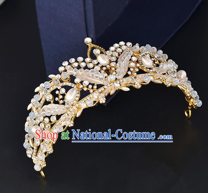 Top Grade Handmade Hair Accessories Baroque Style Wedding Crystal Pink Pearls Royal Crown, Bride Princess Hair Kether Jewellery Hair Clasp for Women