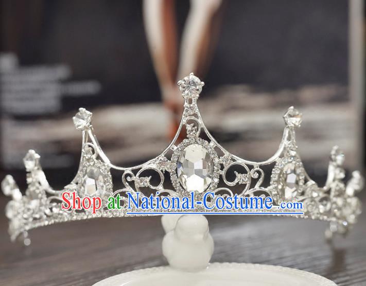 Top Grade Handmade Chinese Classical Hair Accessories Baroque Style CZ Diamond Wedding Princess Royal Crown, Bride Hair Jewellery Hair Clasp for Women