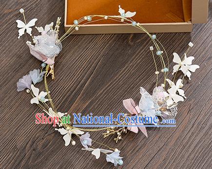 Top Grade Handmade Chinese Classical Hair Accessories Princess Wedding Butterfly Flowers Hair Clasp Headband Bride Headwear for Women