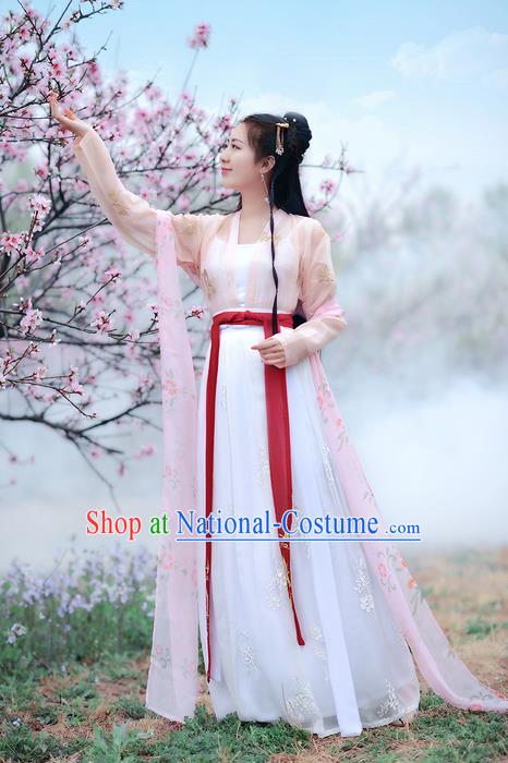 Traditional Ancient Chinese Costume Song Dynasty Palace Lady Embroidery Butterfly Blouse and Skirt, Elegant Hanfu Clothing Chinese Princess Costume for Women