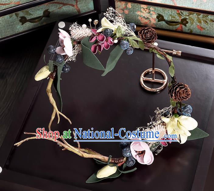 Top Grade Handmade Chinese Classical Hair Accessories Princess Wedding Flowers Hair Clasp Headband Bride Headwear for Women