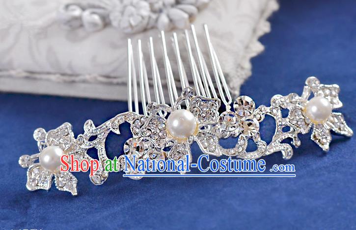 Top Grade Handmade Chinese Classical Hair Accessories Princess Wedding Crystal Butterfly Pearl Hair Comb Hair Stick Headband Bride Headwear for Women