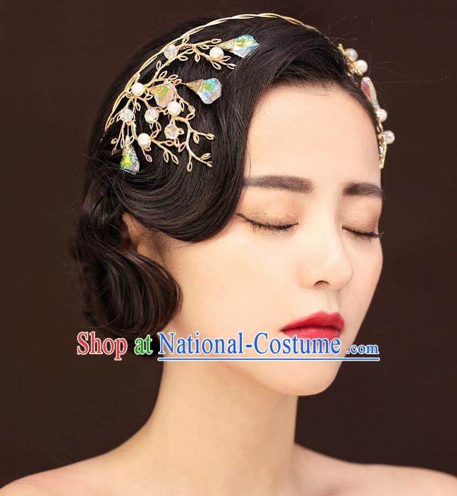 Top Grade Handmade Chinese Classical Hair Accessories Princess Wedding Crystal Hair Clasp Hair Stick Headband Bride Headwear for Women