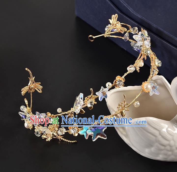 Top Grade Handmade Hair Accessories Baroque Style Wedding Crystal Star Dragonfly Royal Crown, Bride Princess Hair Kether Jewellery Imperial Crown for Women