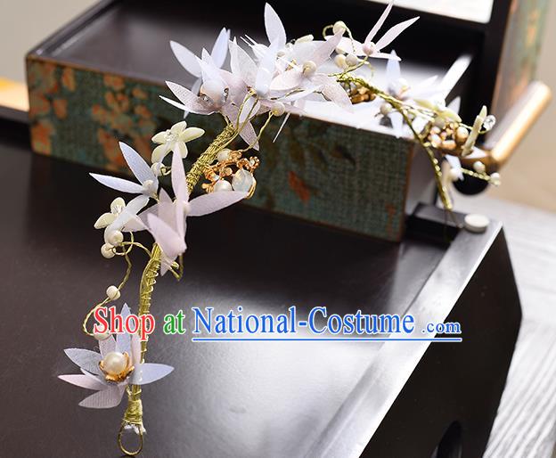 Top Grade Handmade Chinese Classical Hair Accessories Princess Wedding Pearl Flower Hair Clasp Hair Stick Headband Bride Headwear for Women