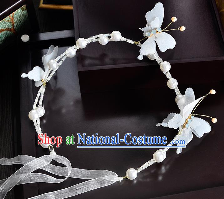 Top Grade Handmade Chinese Classical Hair Accessories Princess Wedding Pearls Flowers Butterfly Hair Clasp Bride Headwear for Women