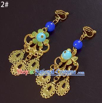 Top Grade Handmade Chinese Classical Jewelry Accessories Xiuhe Suit Wedding Golden Tassel Earrings Bride Hanfu Eardrop for Women