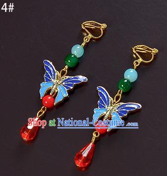 Top Grade Handmade Chinese Classical Jewelry Accessories Xiuhe Suit Wedding Cloisonne Butterfly Tassel Earrings Bride Hanfu Eardrop for Women