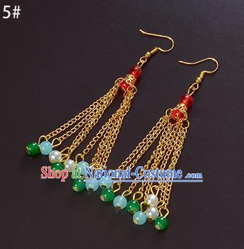 Top Grade Handmade Chinese Classical Jewelry Accessories Xiuhe Suit Wedding Green Beads Tassel Earrings Bride Hanfu Eardrop for Women