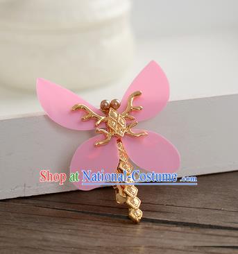 Top Grade Handmade Chinese Classical Hair Accessories Princess Wedding Pink Dragonfly Hair Stick Hair Claw Bride Headwear for Women