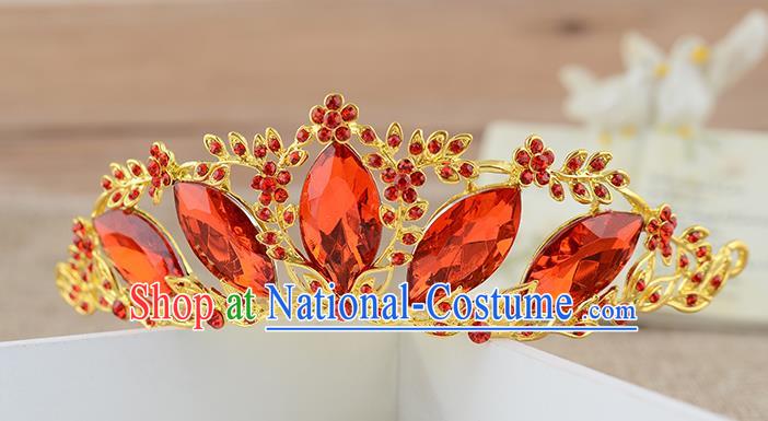 Top Grade Handmade Hair Accessories Baroque Luxury Red Crystal Hair Stick, Bride Wedding Hair Kether Jewellery Princess Imperial Crown for Women