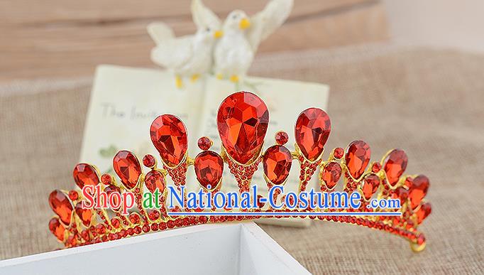 Top Grade Handmade Hair Accessories Baroque Luxury Red Crystal Hair Comb, Bride Wedding Hair Kether Jewellery Princess Imperial Crown for Women