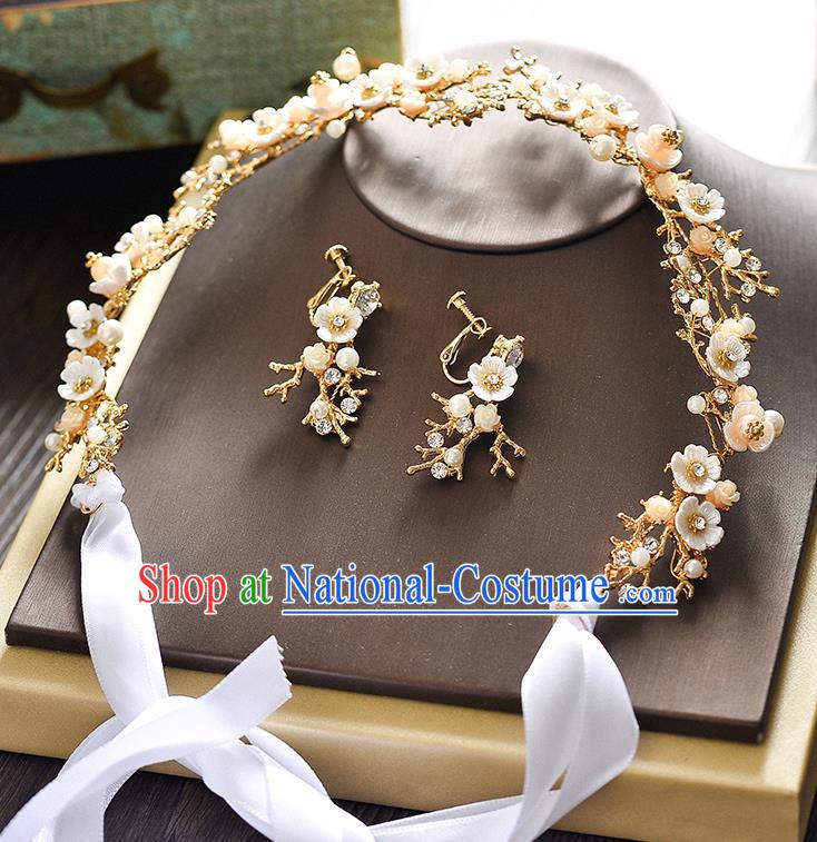 Top Grade Handmade Chinese Classical Hair Accessories Princess Wedding Baroque Flowers Garland Hair Clasp Bride Headband for Women