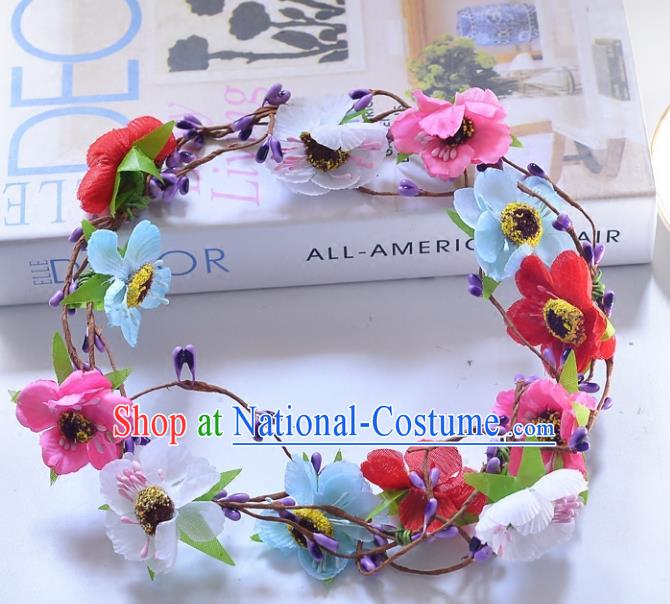 Top Grade Handmade Chinese Classical Hair Accessories Princess Wedding Baroque Colorful Flowers Garland Hair Clasp Headband Bride Headband for Women